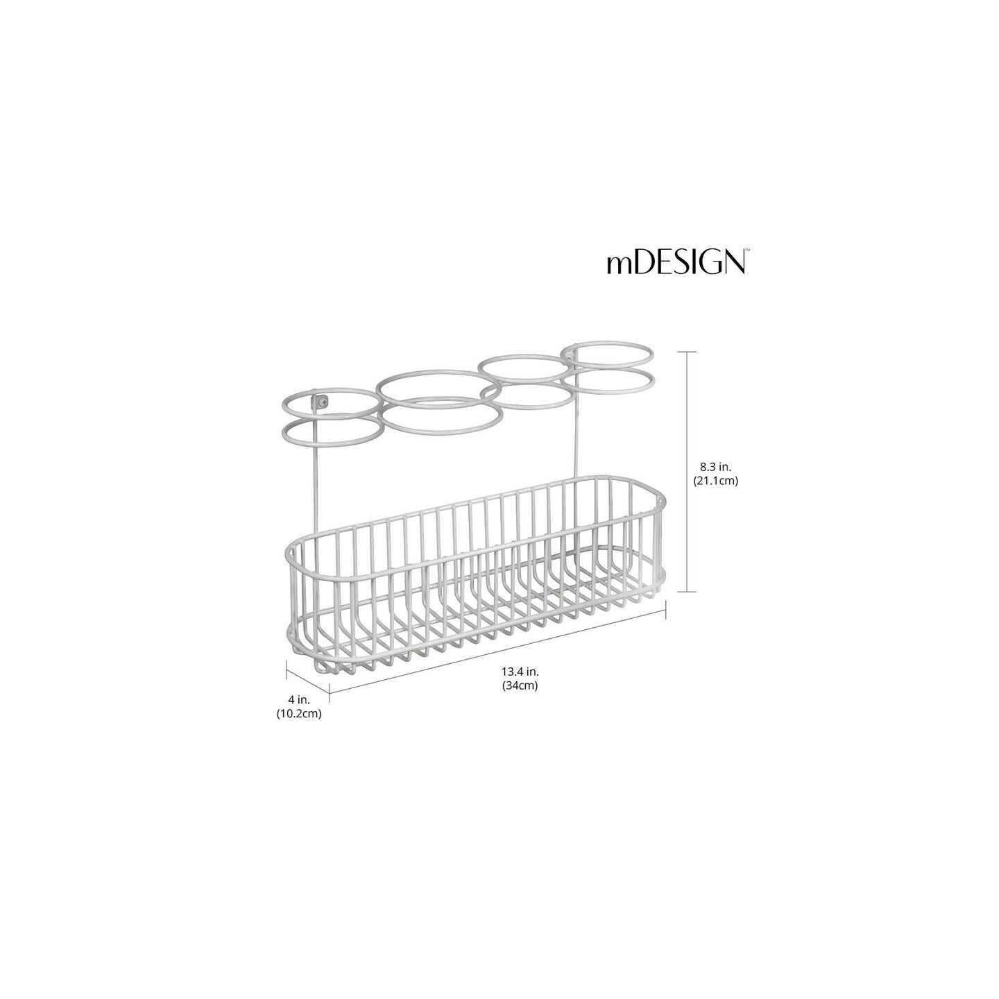 mDesign Metal Cabinet/Wall Mount Hair Care Styling Tool Storage Basket