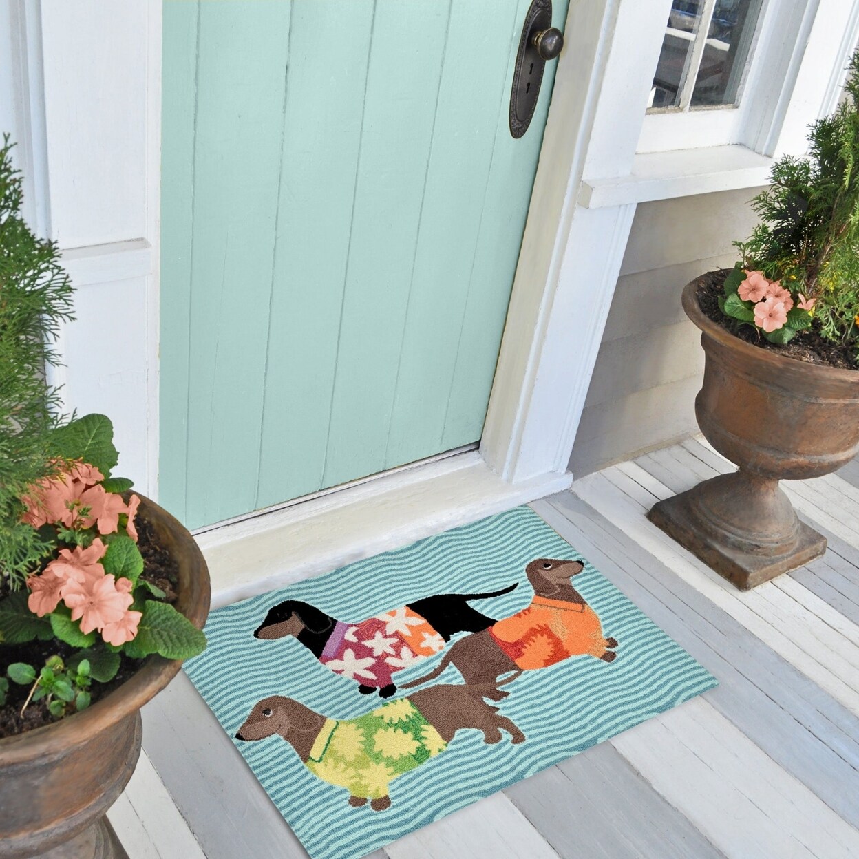 Front Door Mat Green Plant Indoor Mat Outdoor Doormat, Durable