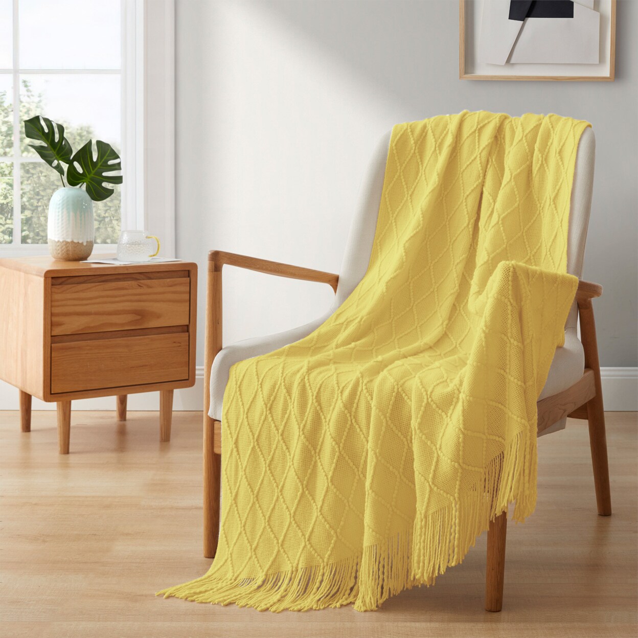 Peace Nest Ultra Soft Diamond Knit Throw Blanket 50&#x22;x60&#x22;-Perfect for Year-round Comfort