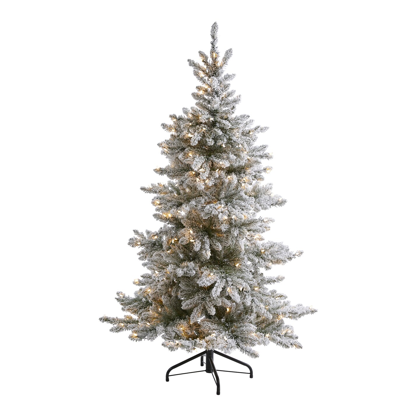 Nearly Natural 7&#x2019; Pre-Lit Flocked West Virginia Spruce Artificial Christmas Tree, Clear LED Lights