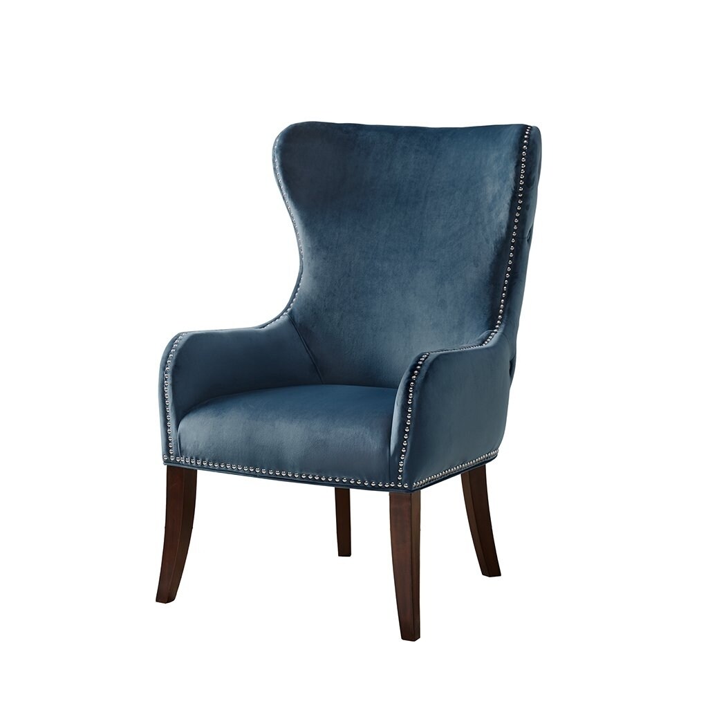 Madison Park Hancock Button Tufted Back Accent Chair Blue See below