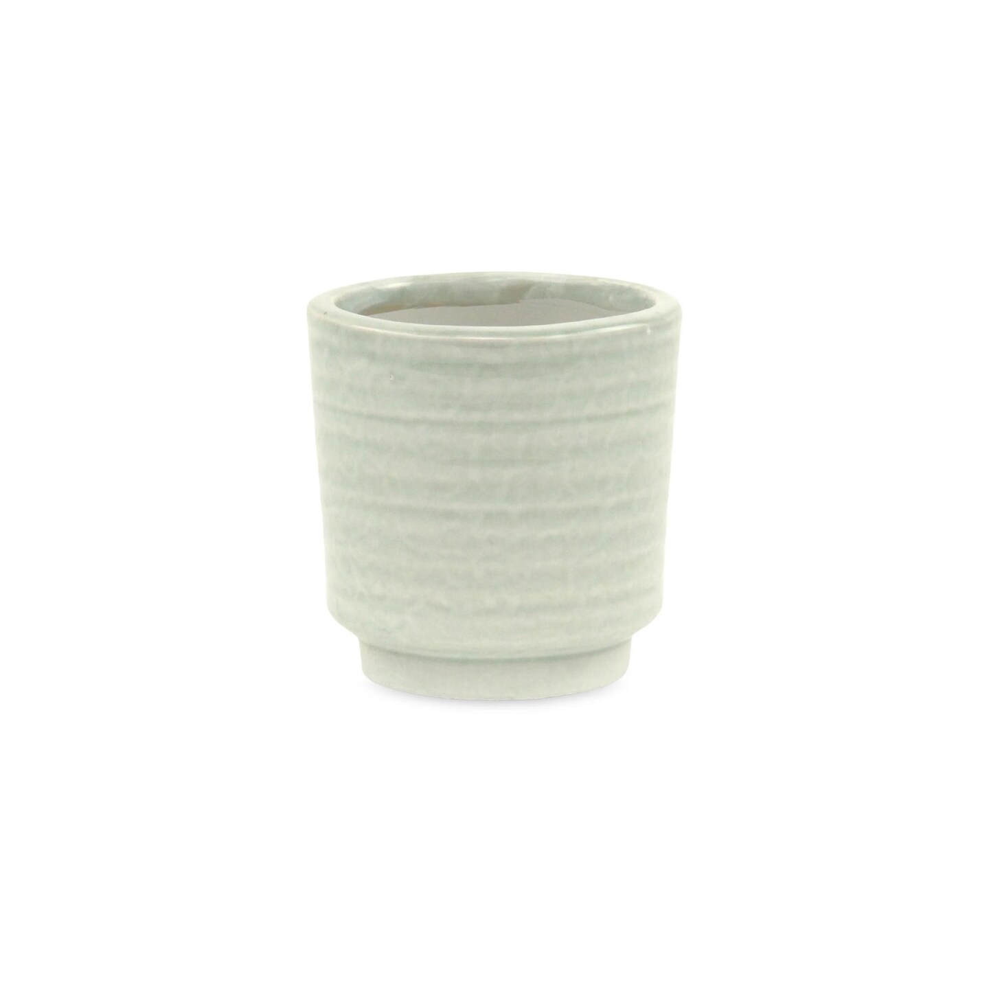 Contemporary Home Living 3.25&#x22; Green Round Ripple Planter Pot