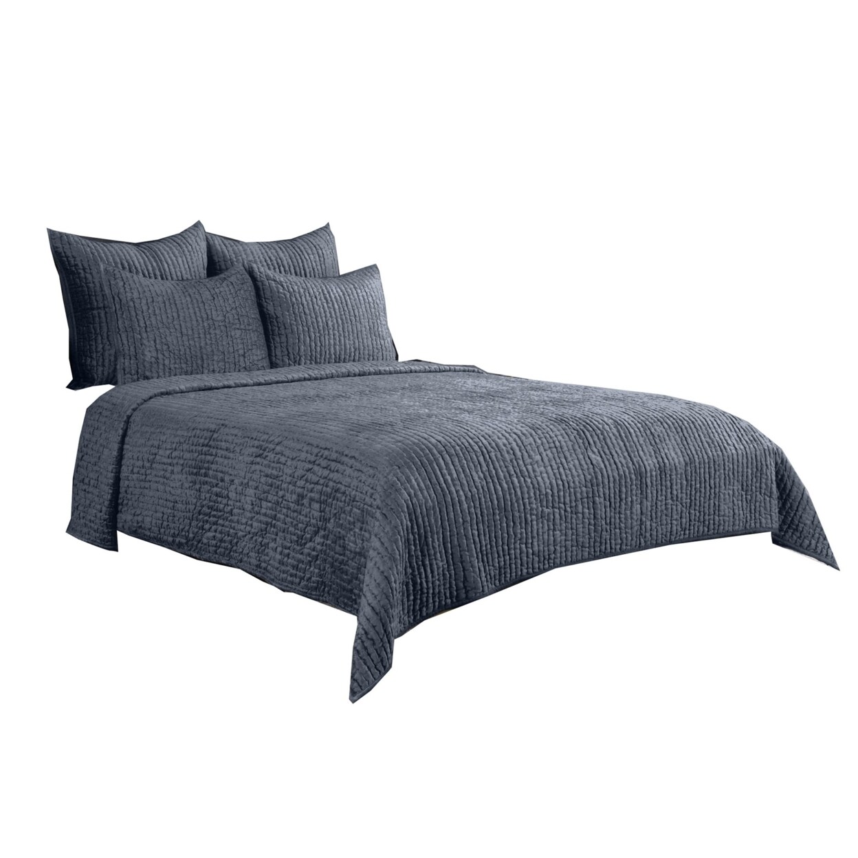 Saltoro Sherpi Bili 96 x 108 Hand Stitched King Quilt, Polyfill, Rayon