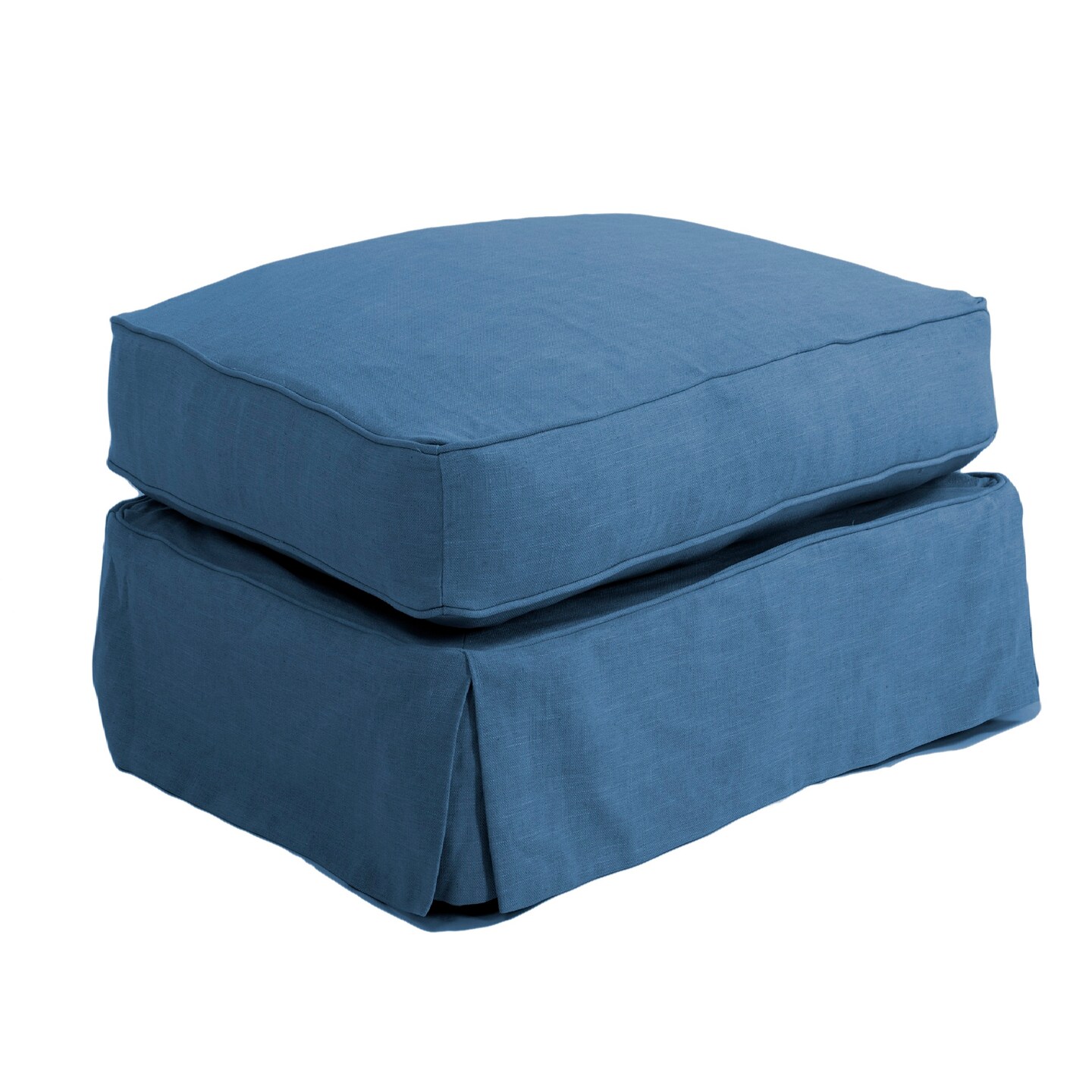 The Hamptons Collection Sunset Trading Horizon Slipcovered Ottoman | Indigo Blue