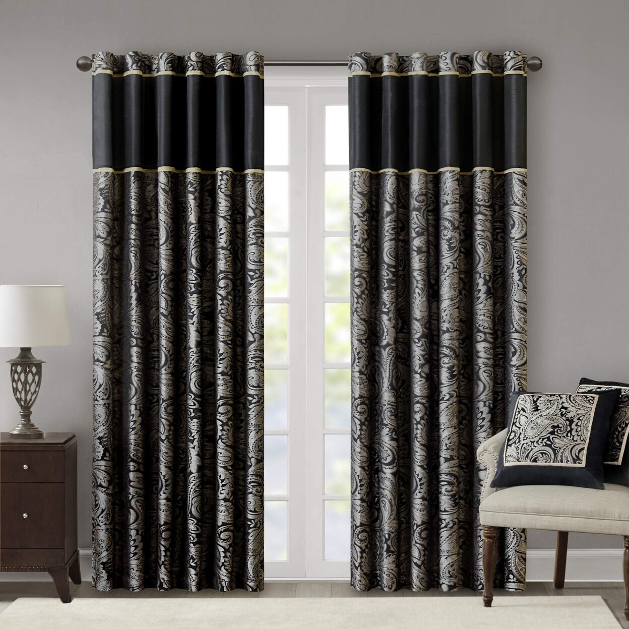 Madison Park   Aubrey Window Pair Panel, Black