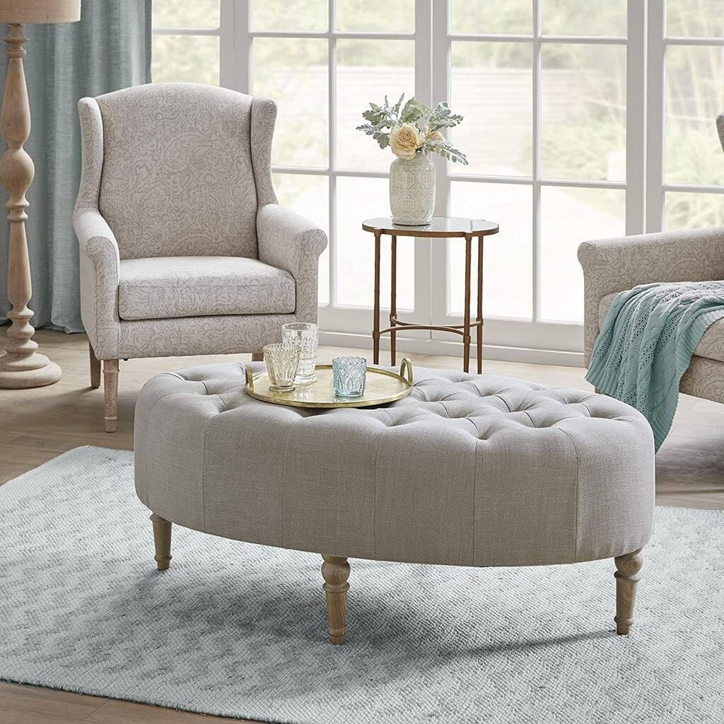 Martha Stewart   Clara Accent Ottoman with Gray Finish MT101-0134