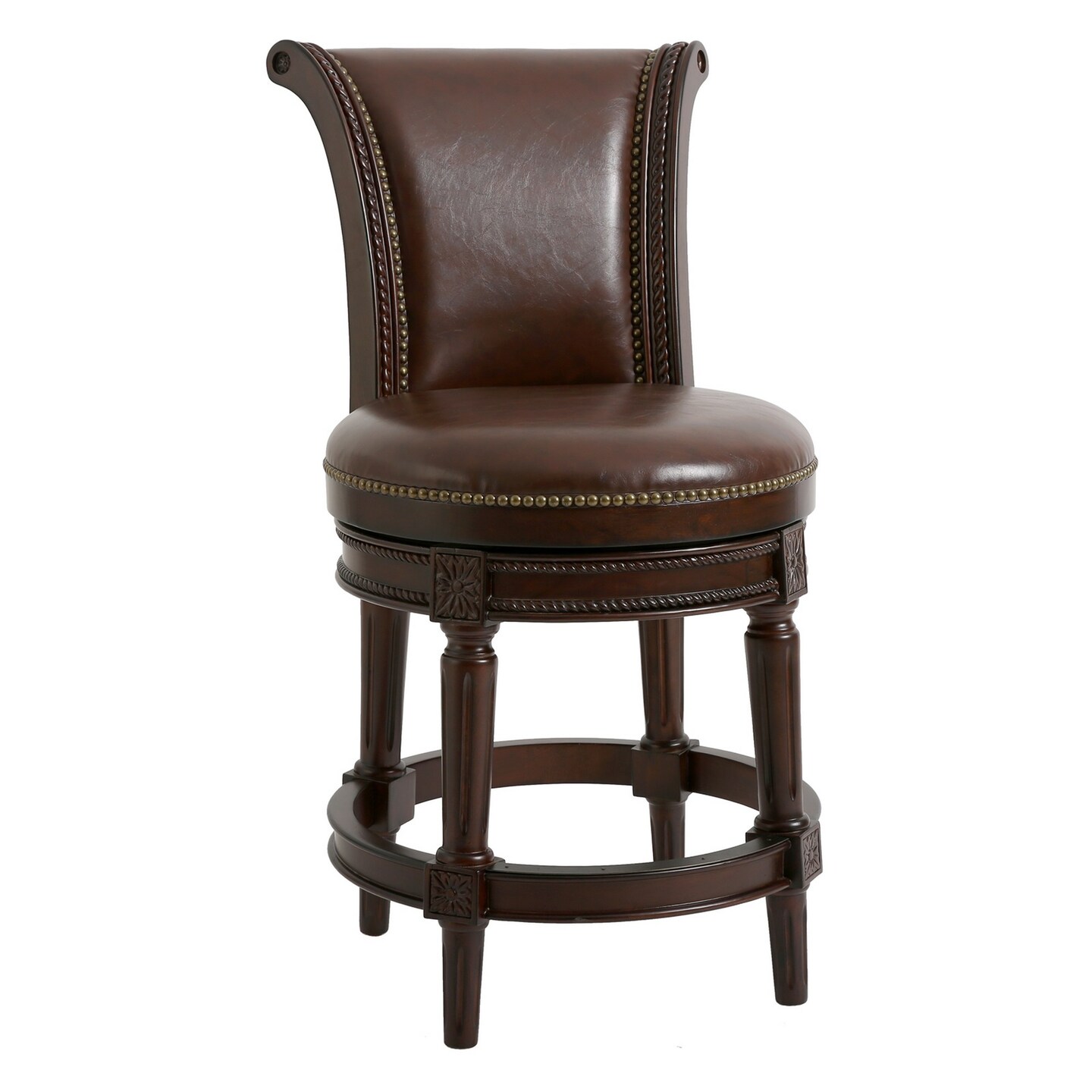 Contemporary Home Living 39&#x22; Mocha Brown Contemporary Chapman Counter Swivel Bar Stool