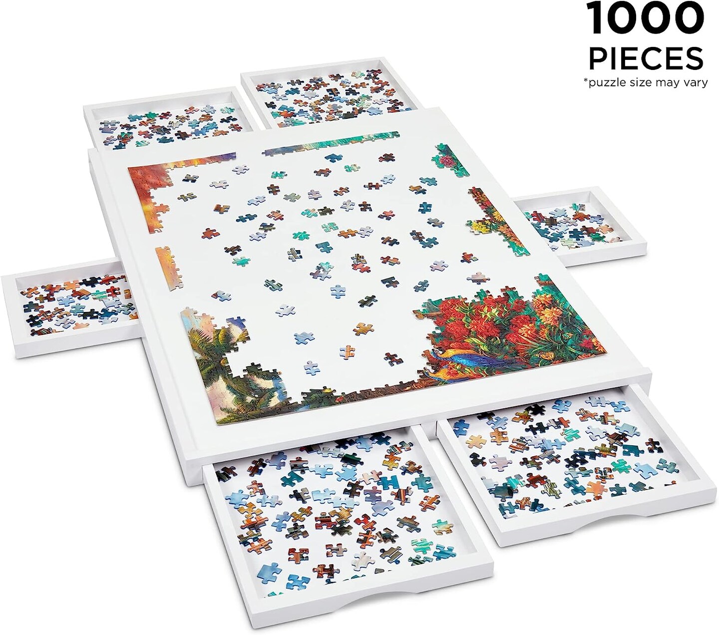 Jumbl 1000 Piece Puzzle Board 23” x 31” Wooden Jigsaw Puzzle Table & Trays