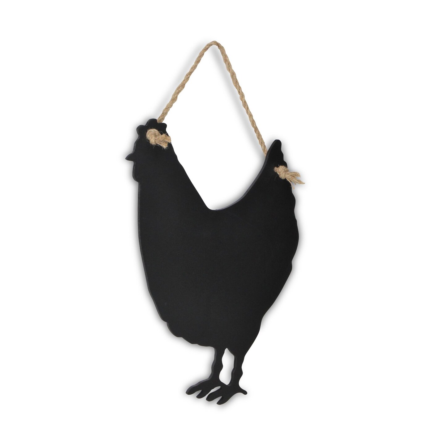 Contemporary Home Living 18&#x22; Beige and Black Chicken Farmhouse Chalkboard with Rope