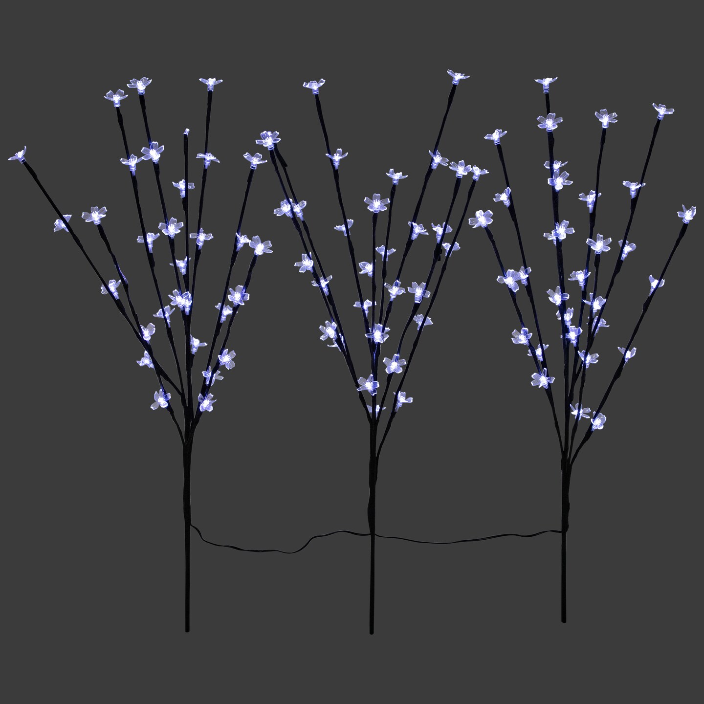 Northlight Set of 3 Pre-Lit Cherry Blossom Artificial Tree Branches 2.5&#x27; - Pure White LED Lights