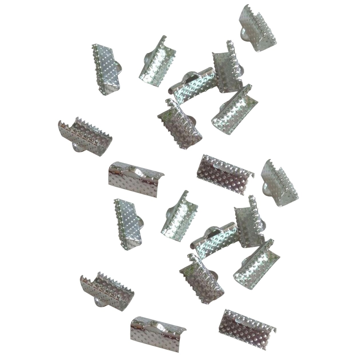 20 Pcs Ribbon Clamps Crimp Ends Bail Connector For Braccelet Diy Jewelry Findings