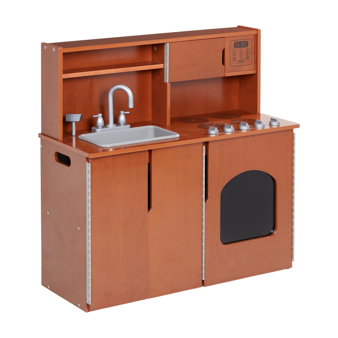 4-in-1 Kitchen, Sink, Stove, Oven, Microwave and Storage, Play Kitchen