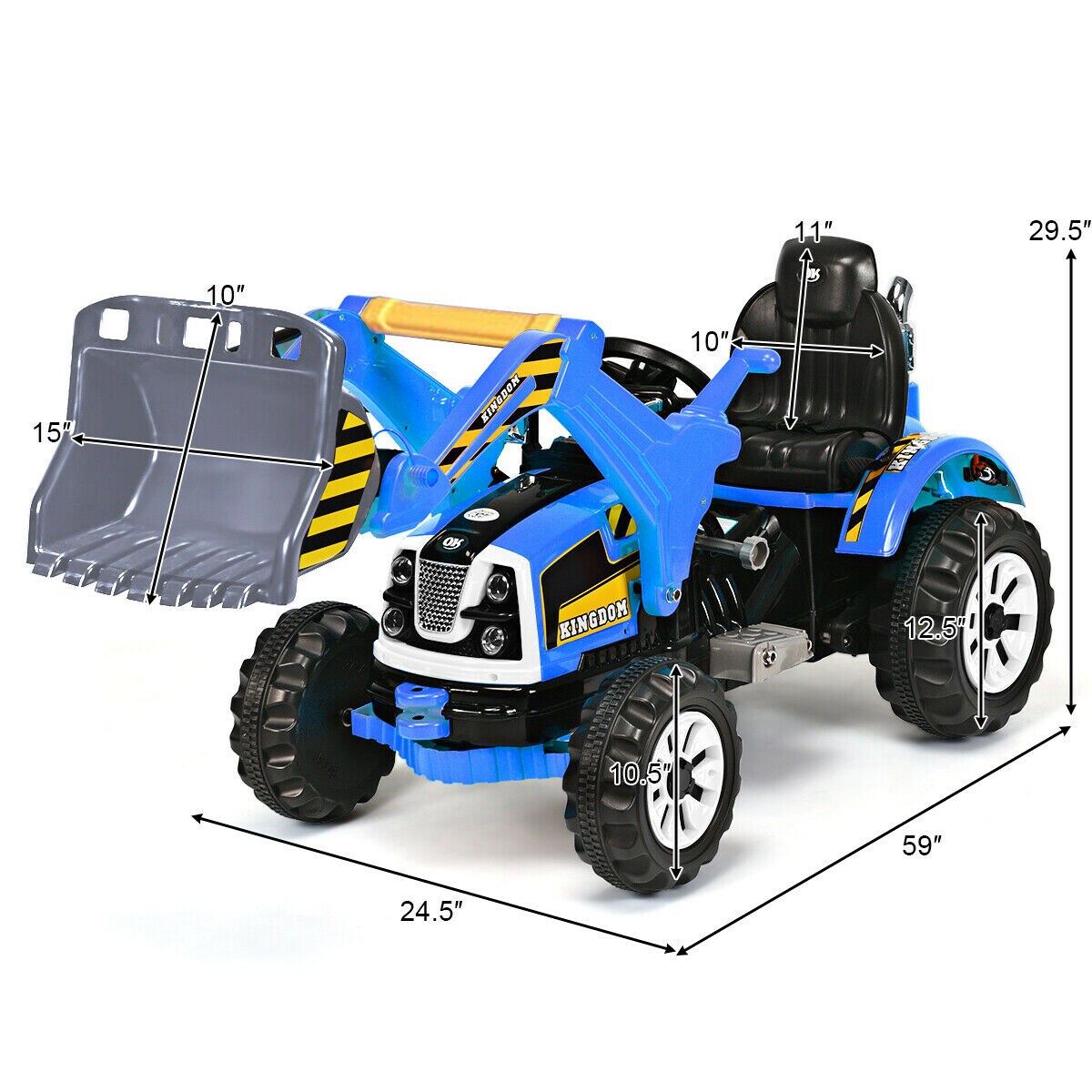 Iron Excavator with Adjustable Arm, Safety Belt, Battery Power and Educational Fun for Kids