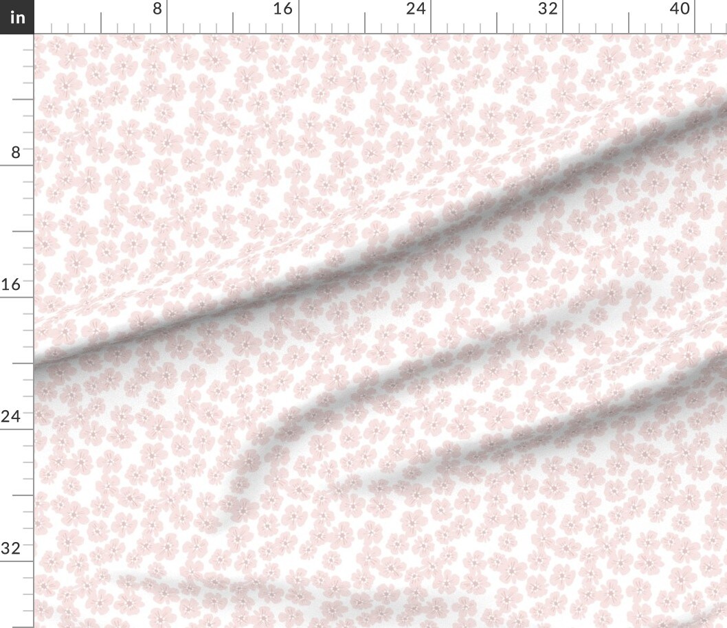 Petal Signature Cotton by the Yard or Fat Quarter Pink Floral Neutral Spring Summer Flower Petals Small Scale Custom Printed Fabric by Spoonflower