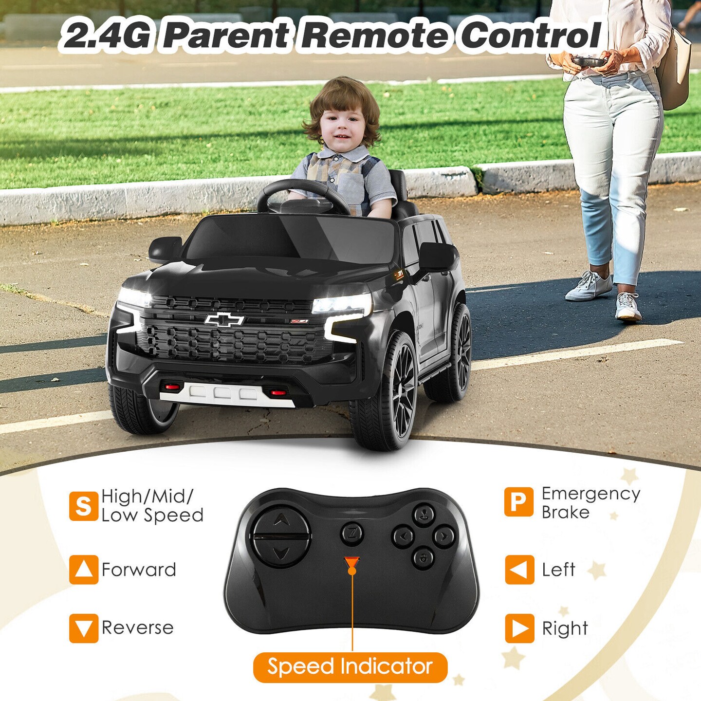 Electric Kids Ride-On Car with Remote Control and Music Player