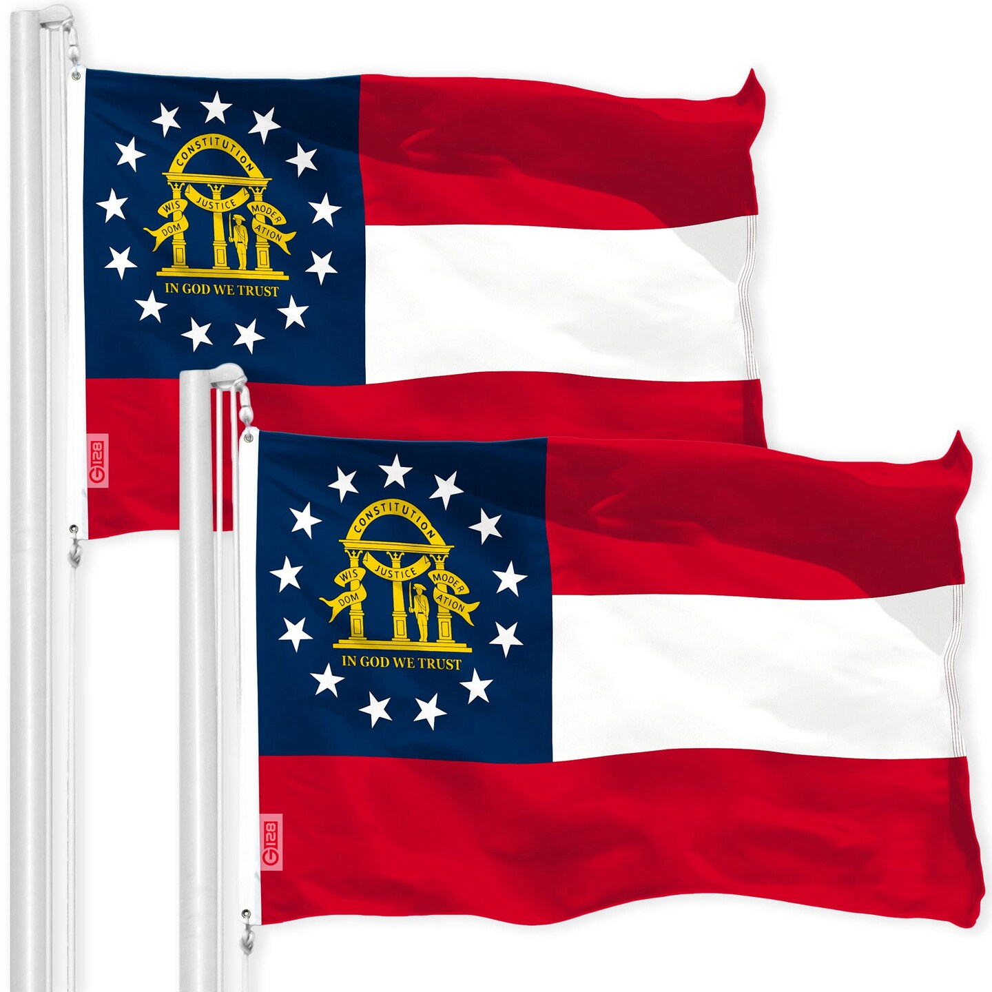 Georgia GA State Flag 3x5 Ft 2-Pack 150D Printed Polyester By G128
