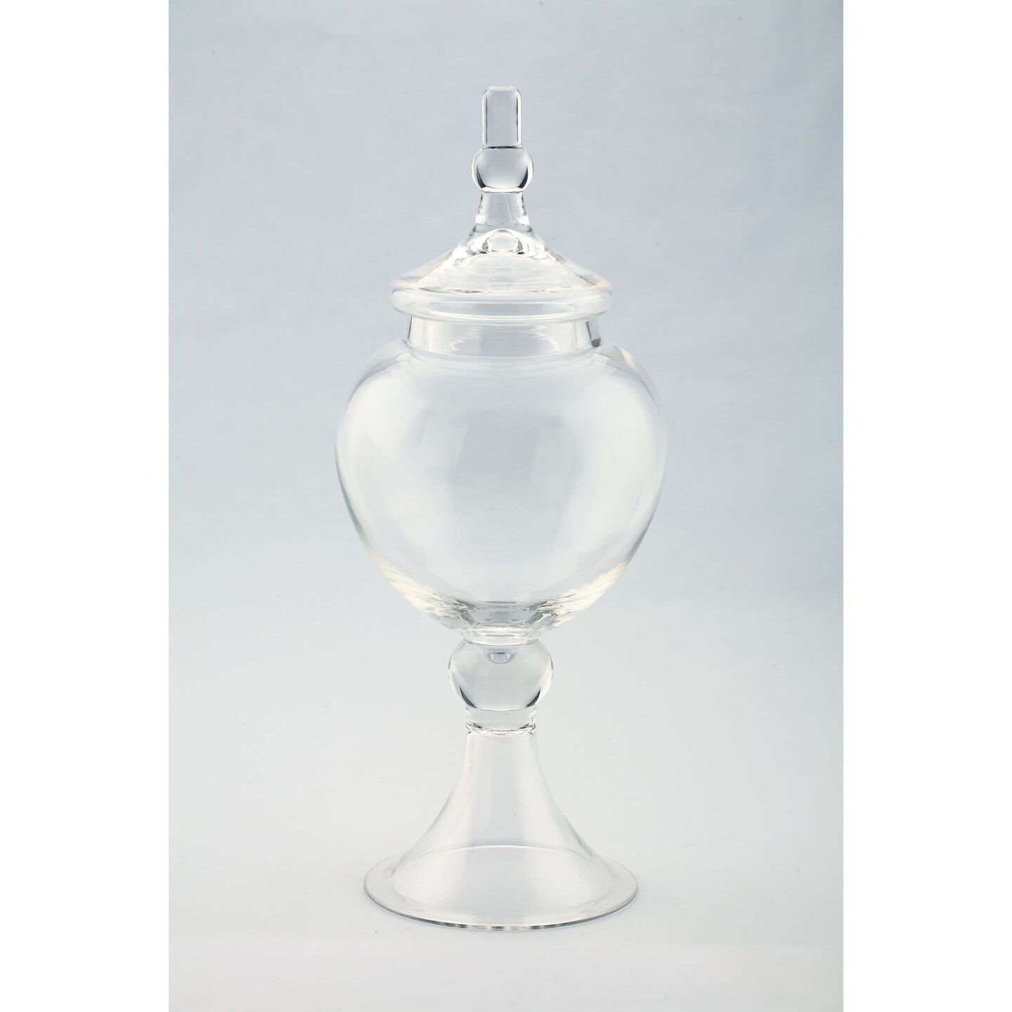 CC Home Furnishings Hand-Blown Glass Jar with Finial Lid - 16.5&#x201D; - Clear