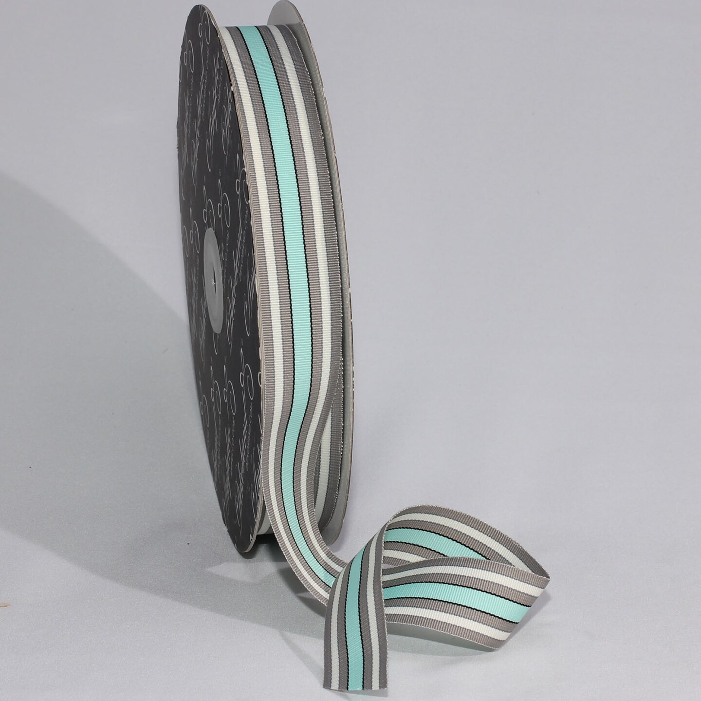The Ribbon People Blue and Gray Striped Grosgrain Craft Ribbon 1&#x22; x 55 Yards