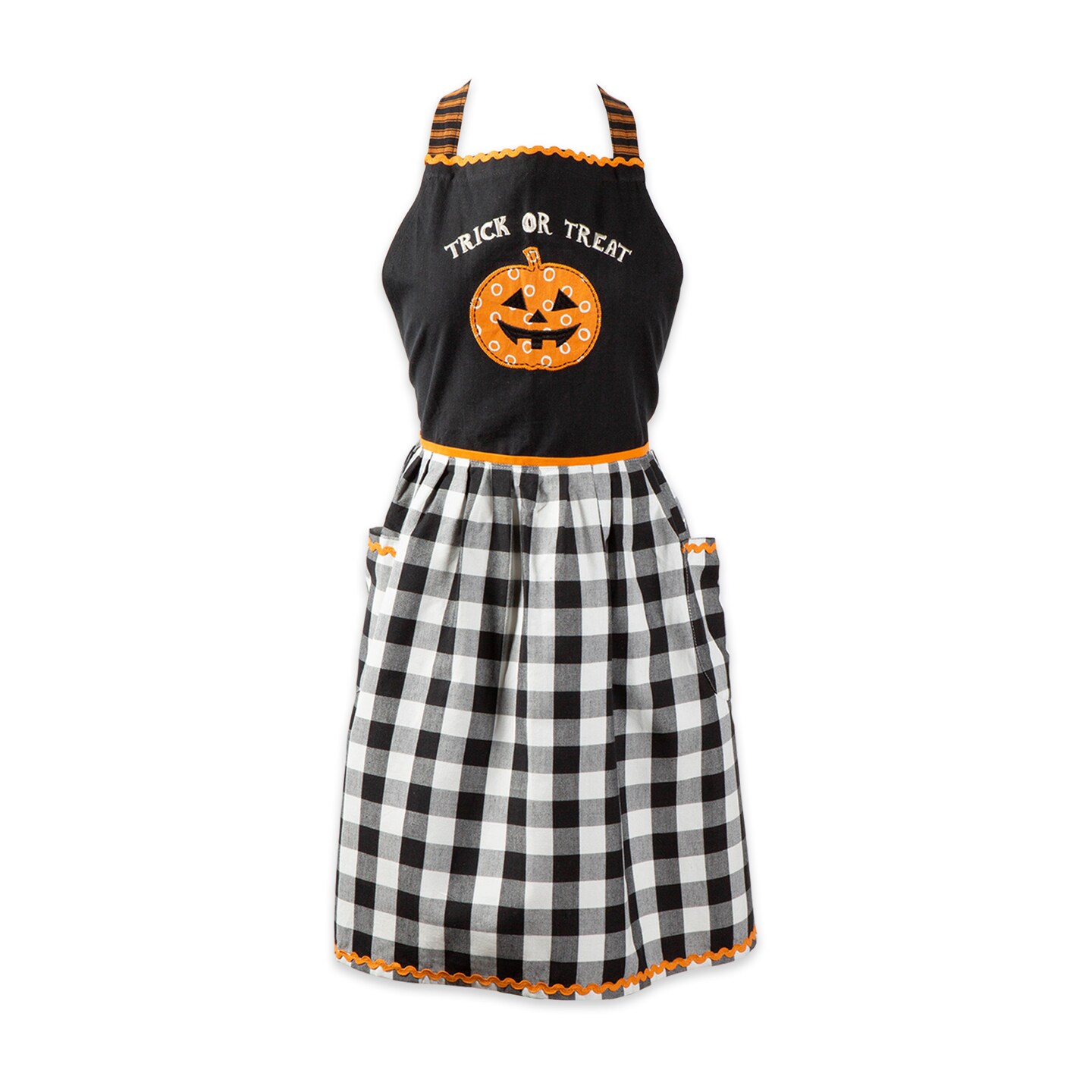 Contemporary Home Living 31&#x22; x 40&#x22; Orange, Black, and White Halloween Jack O Lantern Collection Trick Or Treat Apron