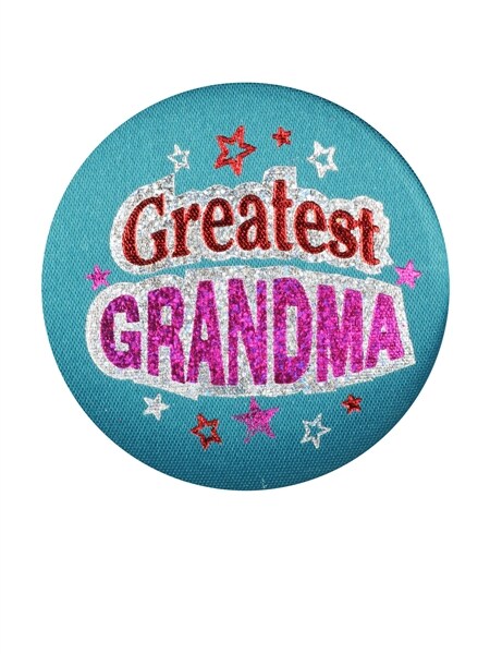 Beistle Pack of 6 Teal "Greatest Grandma" Decorative Satin Buttons 2"