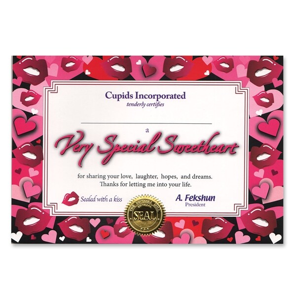 Beistle Pack of 6 Pink and Red "Very Special Sweetheart" Certificates 5" x 7"