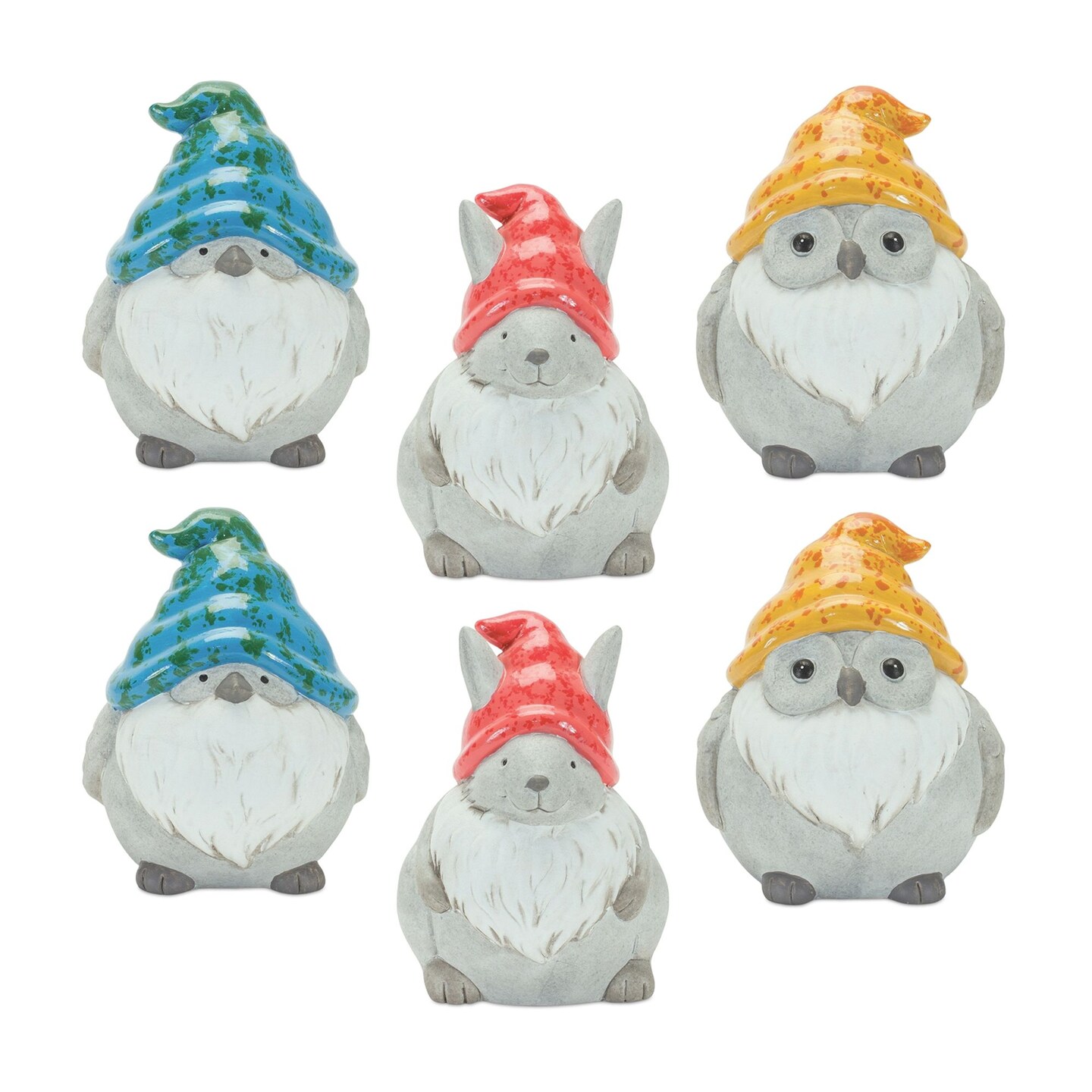 Melrose Set of 6 Animal Gnome Christmas Tabletop Figurines 5.75&#x22;