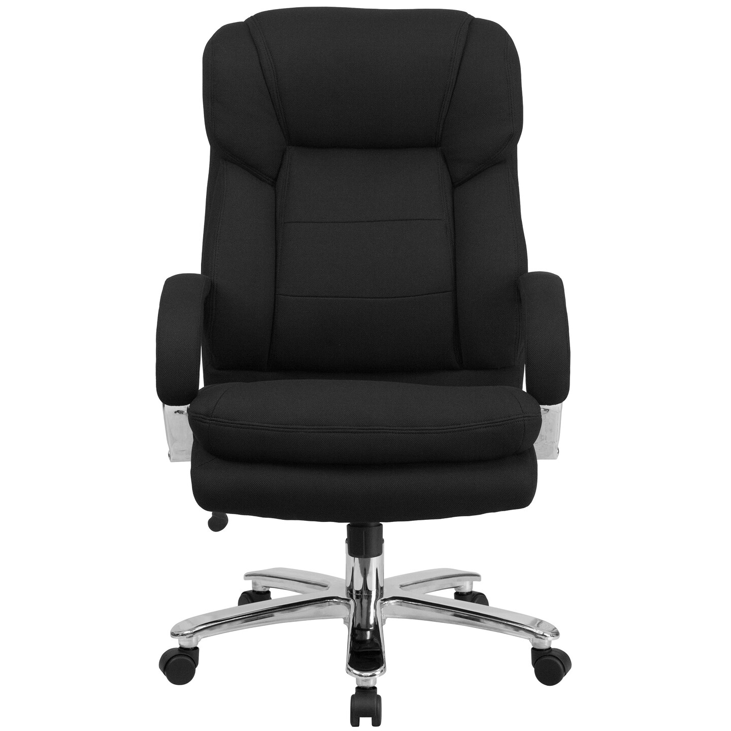 Flash Furniture 49&#x22; Black and Silver High Back Swivel Office Chair with Padded Loop Arms