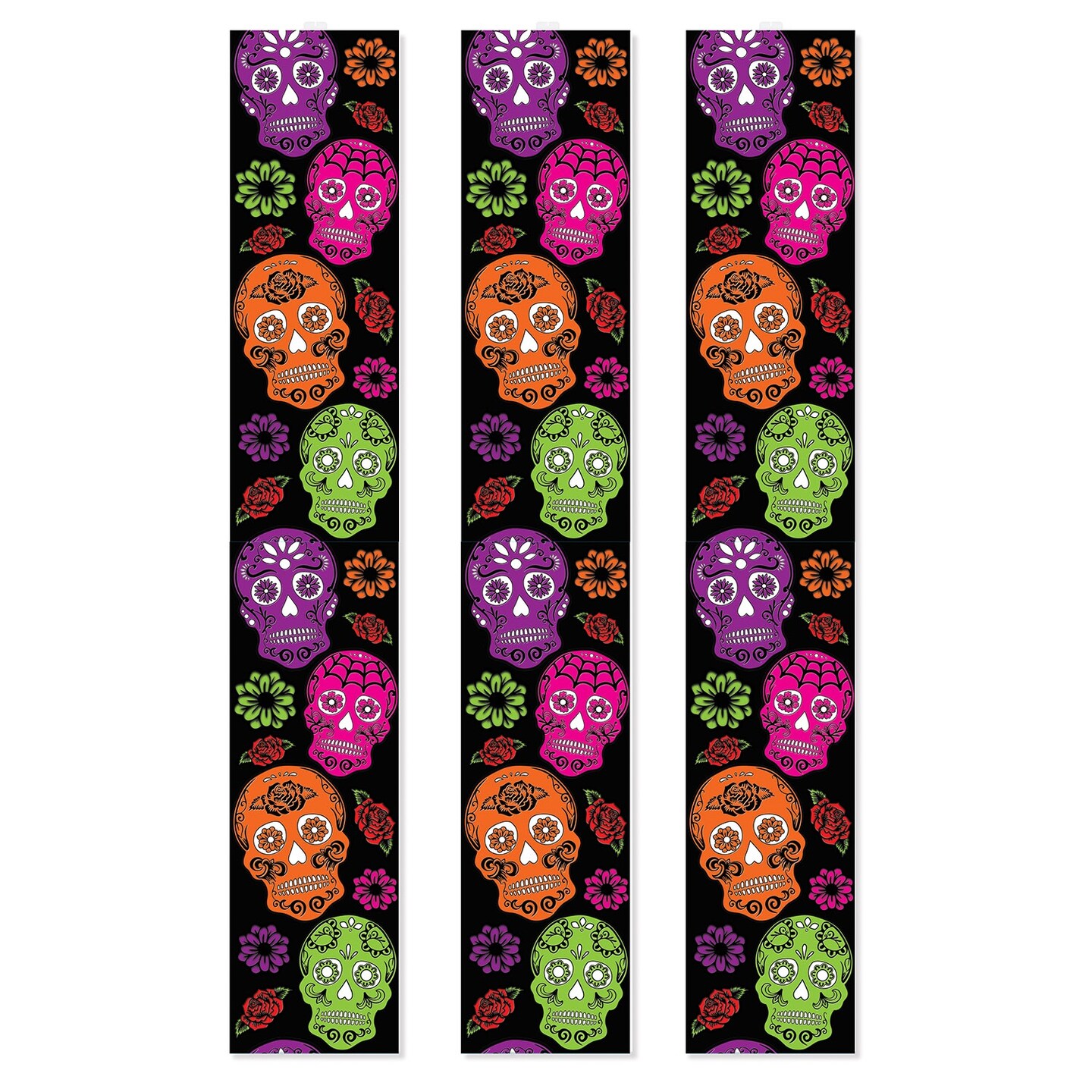 Beistle 38 Counts Black and Multi-Colored Day of the Dead Halloween Party Panels 72&#x201D;