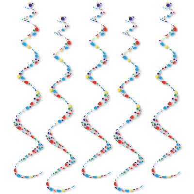 Party Central Club Pack of 30 Multi-Color Polka Dotted Spiral Streamers 24&#x22;