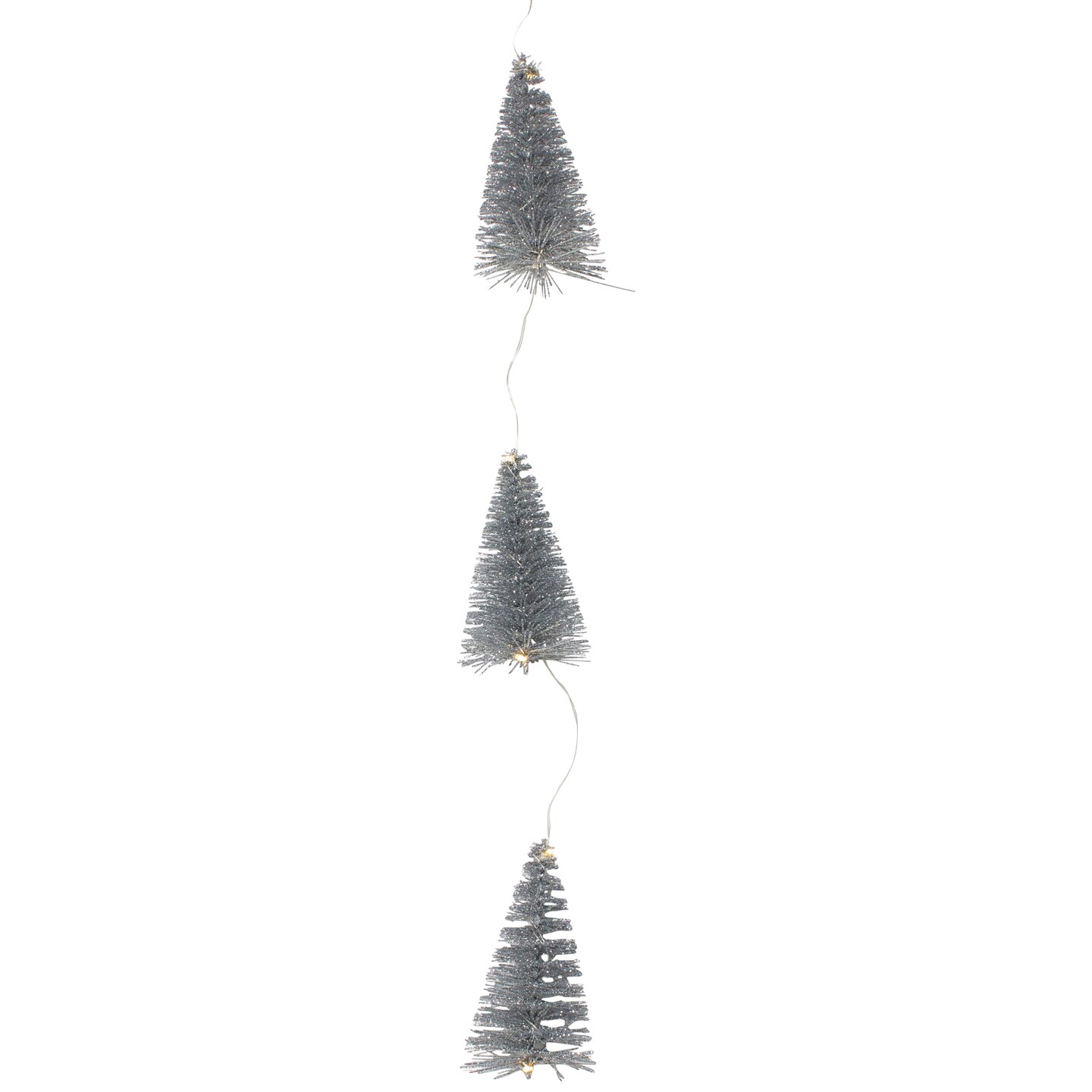 Northlight LED Lighted Battery Operated Silver Mini Sisal Tree Christmas Garland - 6.5&#x27; - Warm White Lights