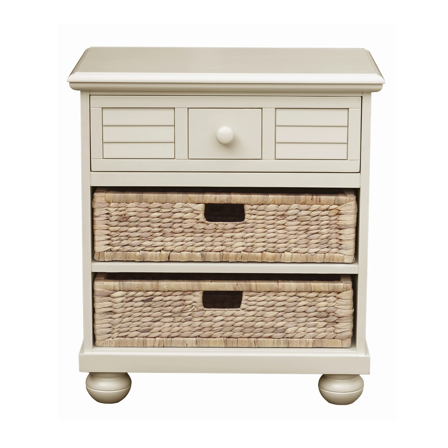 The Hamptons Collection 28.75&#x22; White Ice Cream At The Beach Nightstand with Baskets