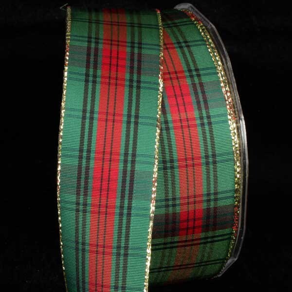 The Ribbon People Black and Green French Plaid Wired Craft Ribbon 1.5&#x22; x 27 Yards
