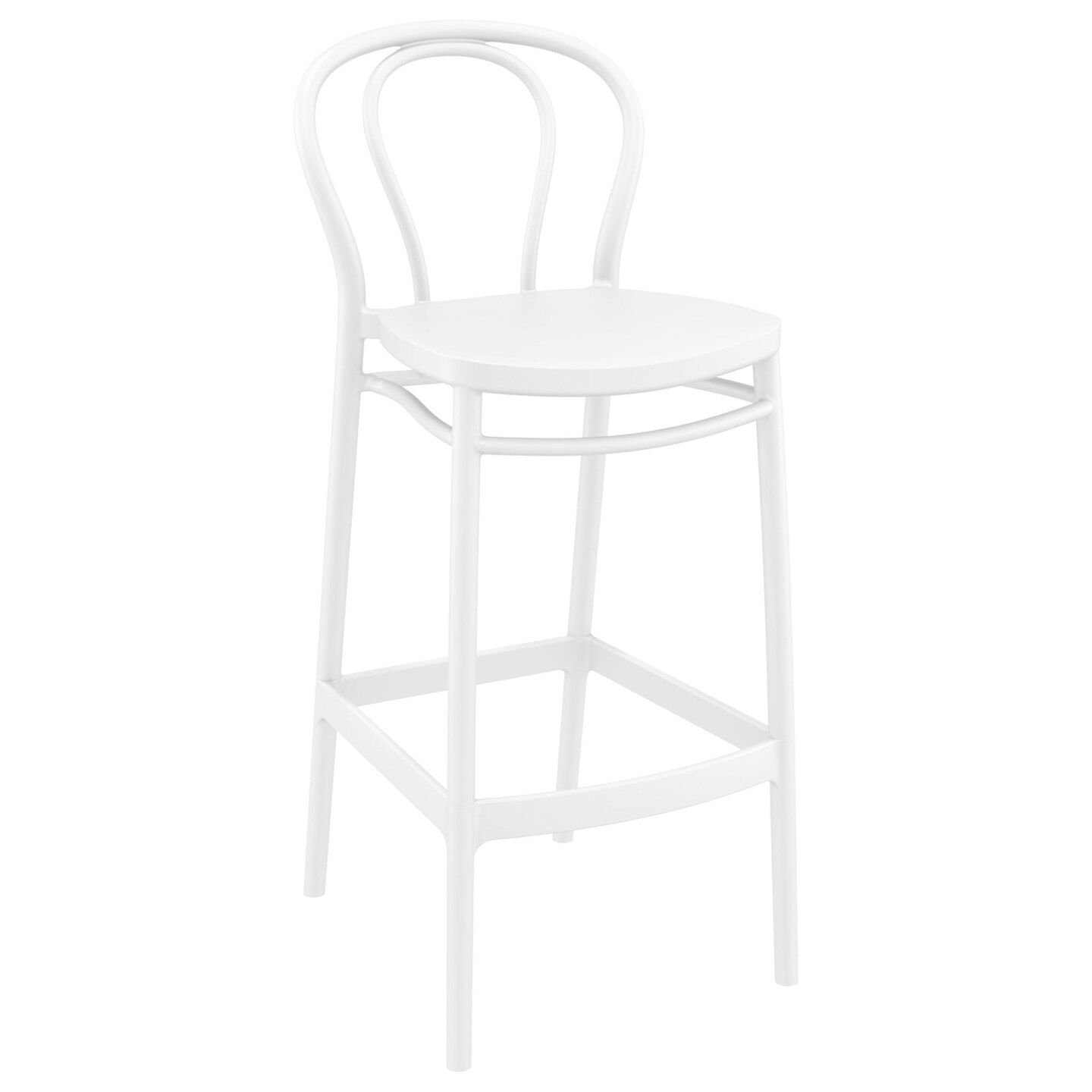 Luxury Commercial Living 41.75" White Solid Outdoor Patio Bar Stool
