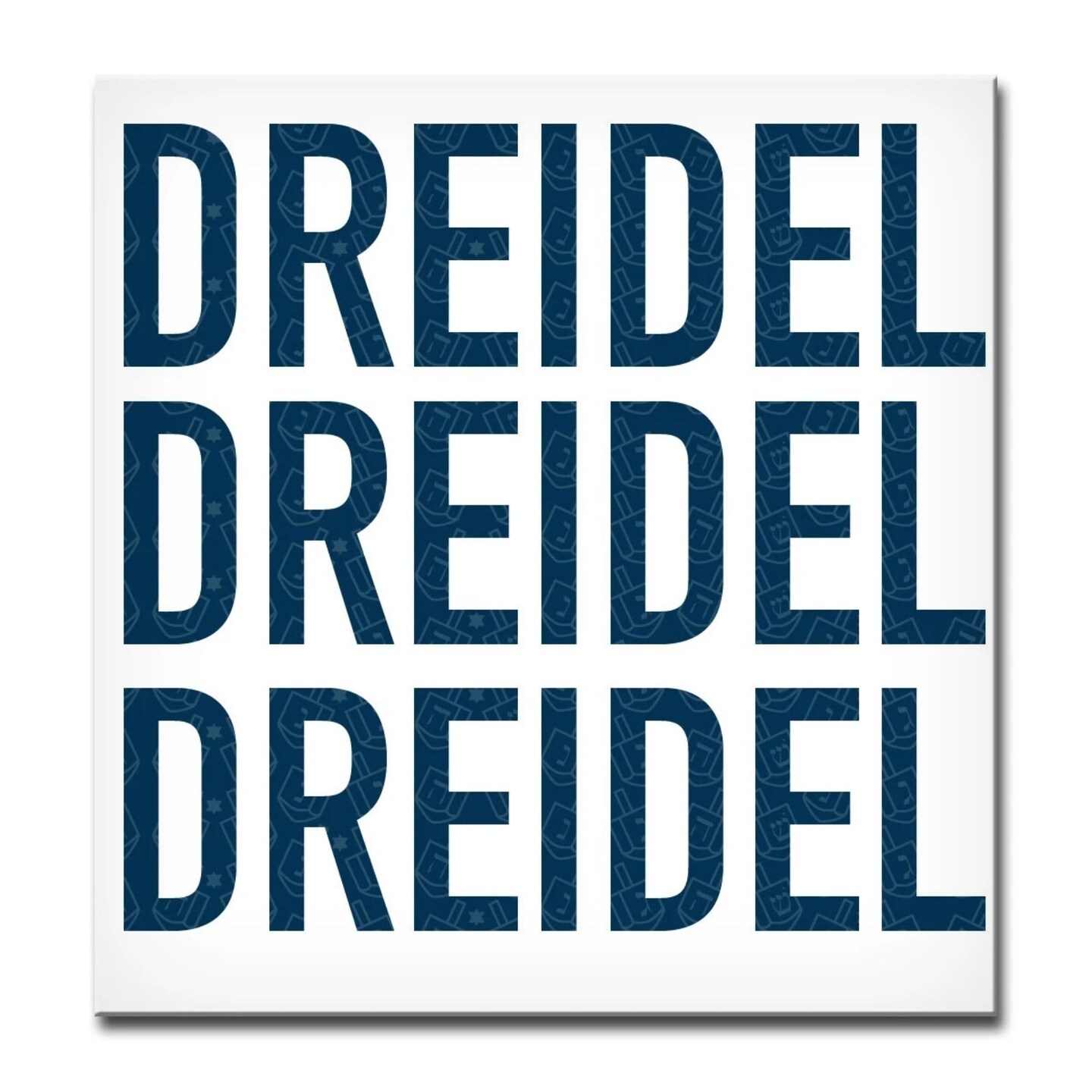 Crafted Creations White and Navy Blue Dreidel Hanukkah Square Cotton Wall Art Decor 20&#x22; x 20&#x22;