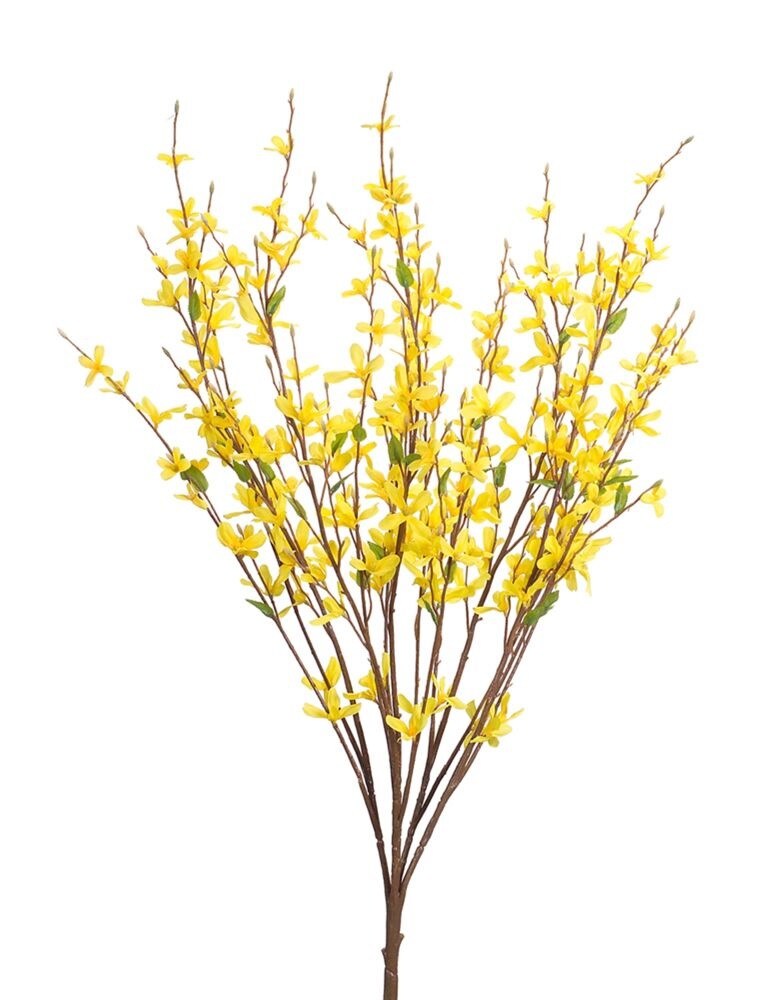 Diva At Home Club Pack of 12 Yellow, Green and Brown Artificial Forsythia Bushes 31&#x201D;