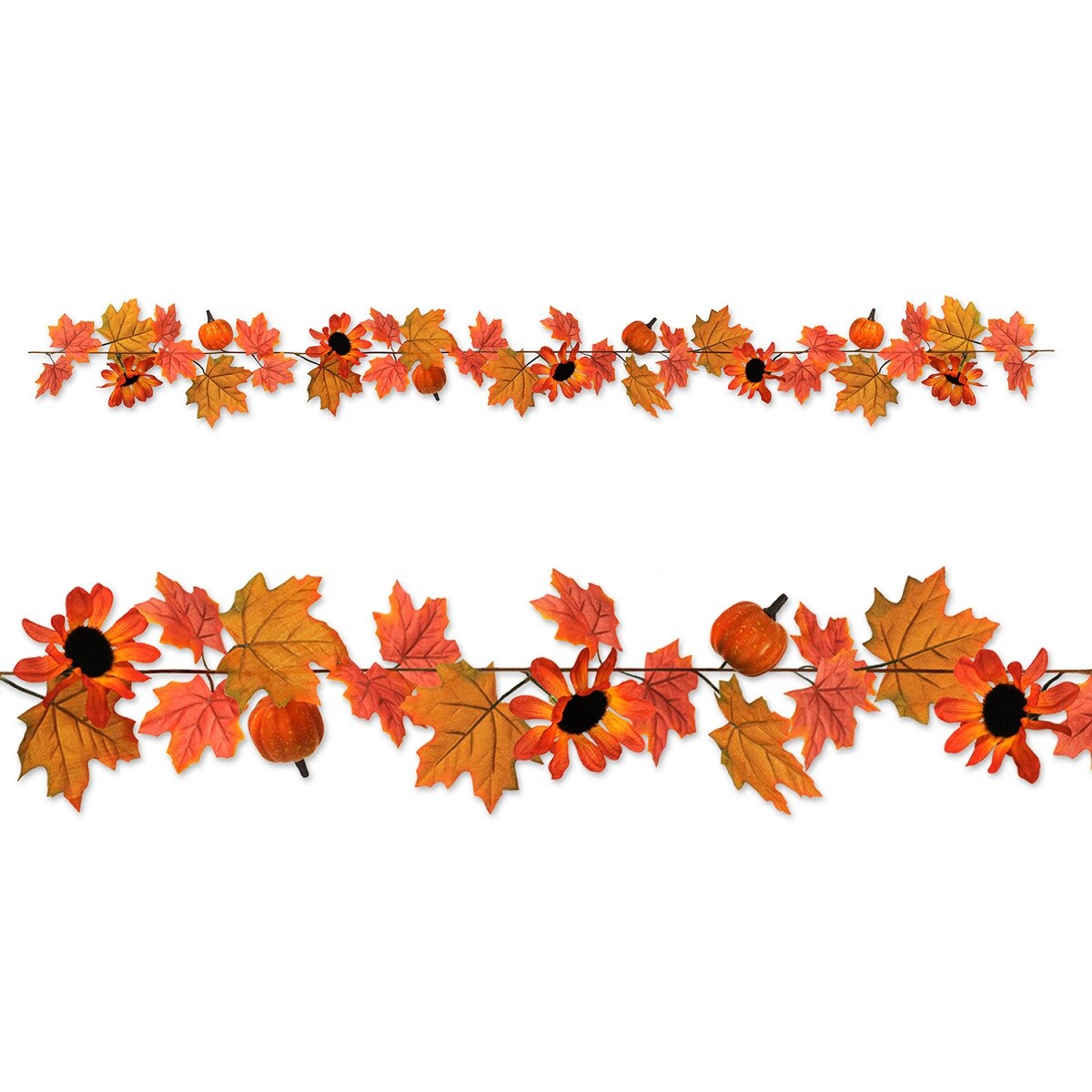 Beistle Club Pack of 12 Orange and Yellow Autumn Harvest Leaf Garland Party Decorations 72&#x22;