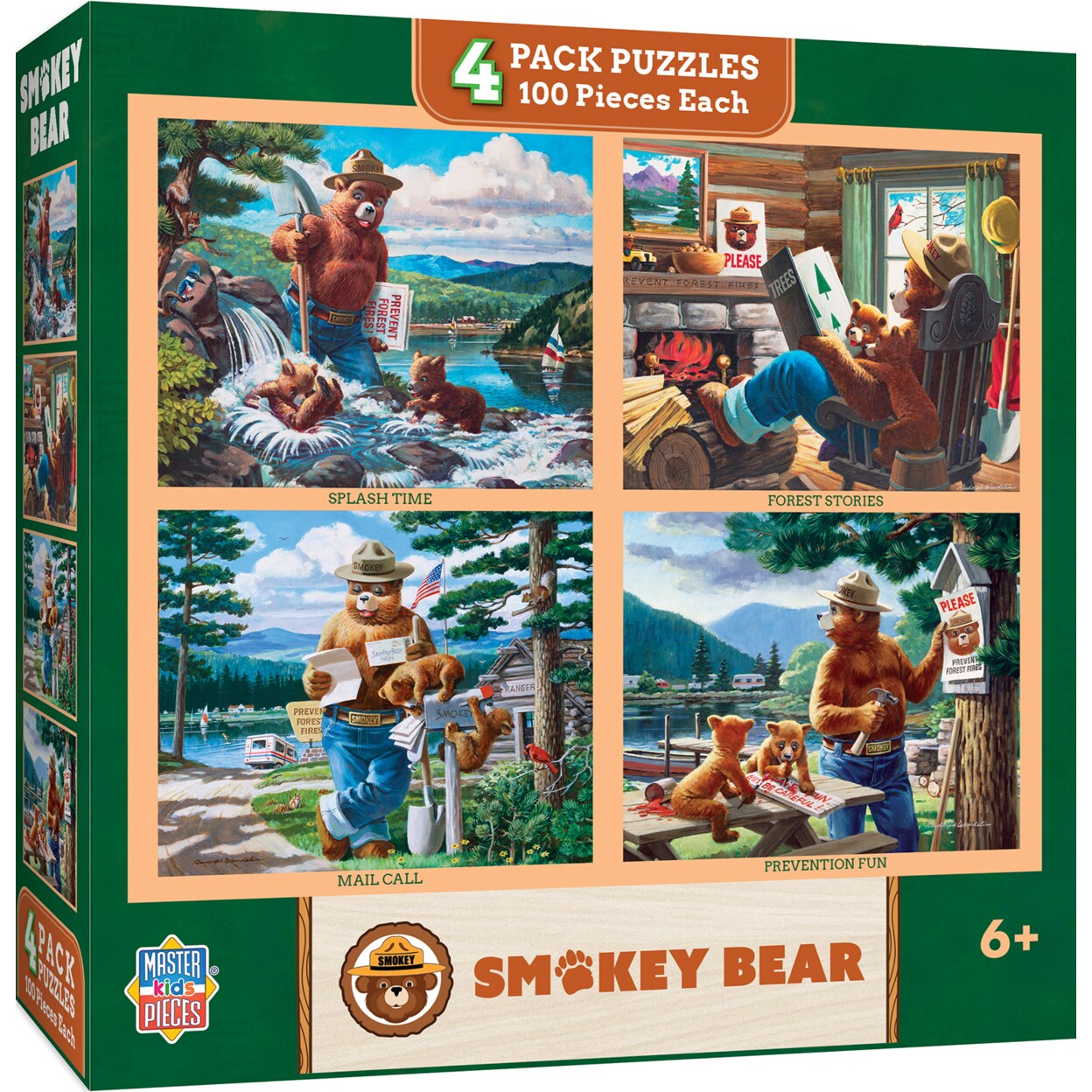 Masterpieces Kids Puzzle Set - Smokey Bear 4-Pack 100 Piece Jigsaw Puzzles