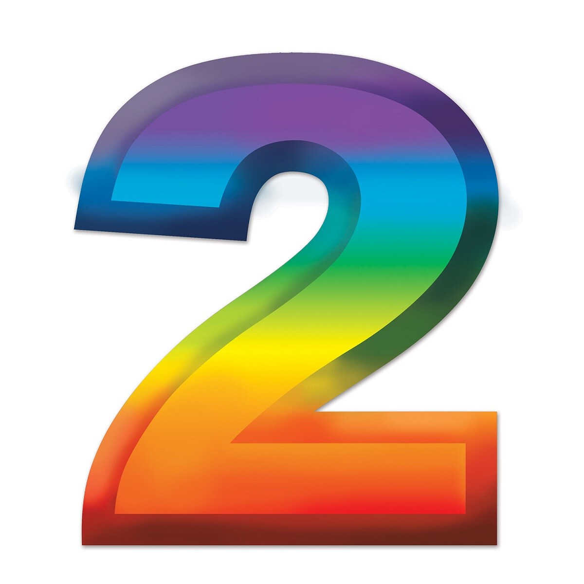 Beistle Club Pack of 24 Bright Rainbow 3-D Number "2" Party Decorations 11"