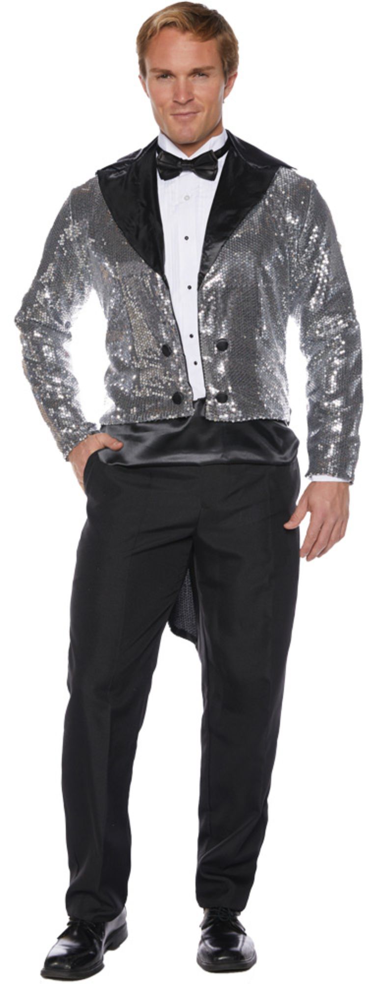 The Costume Center Silver Sequin Tailcoat Men Adult Halloween Costume - One Size