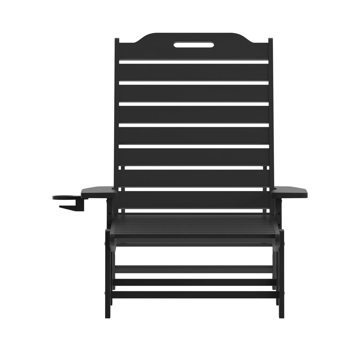 Merrick Lane Gaylord Adjustable Adirondack Lounger with Cup Holder- All-Weather Indoor/Outdoor HDPE Lounge Chair