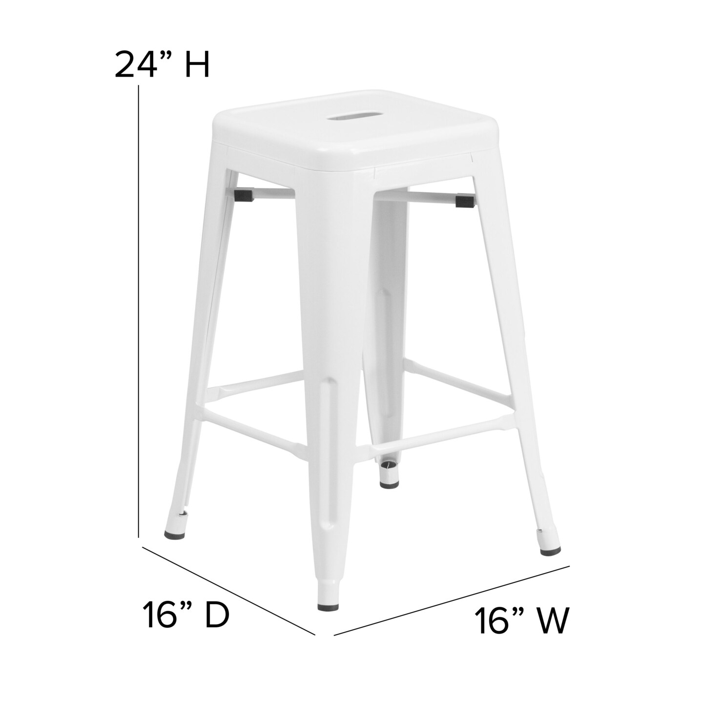 Emma and Oliver Kam Backless Metal Indoor-Outdoor Stool with All-Weather Polystyrene Seat