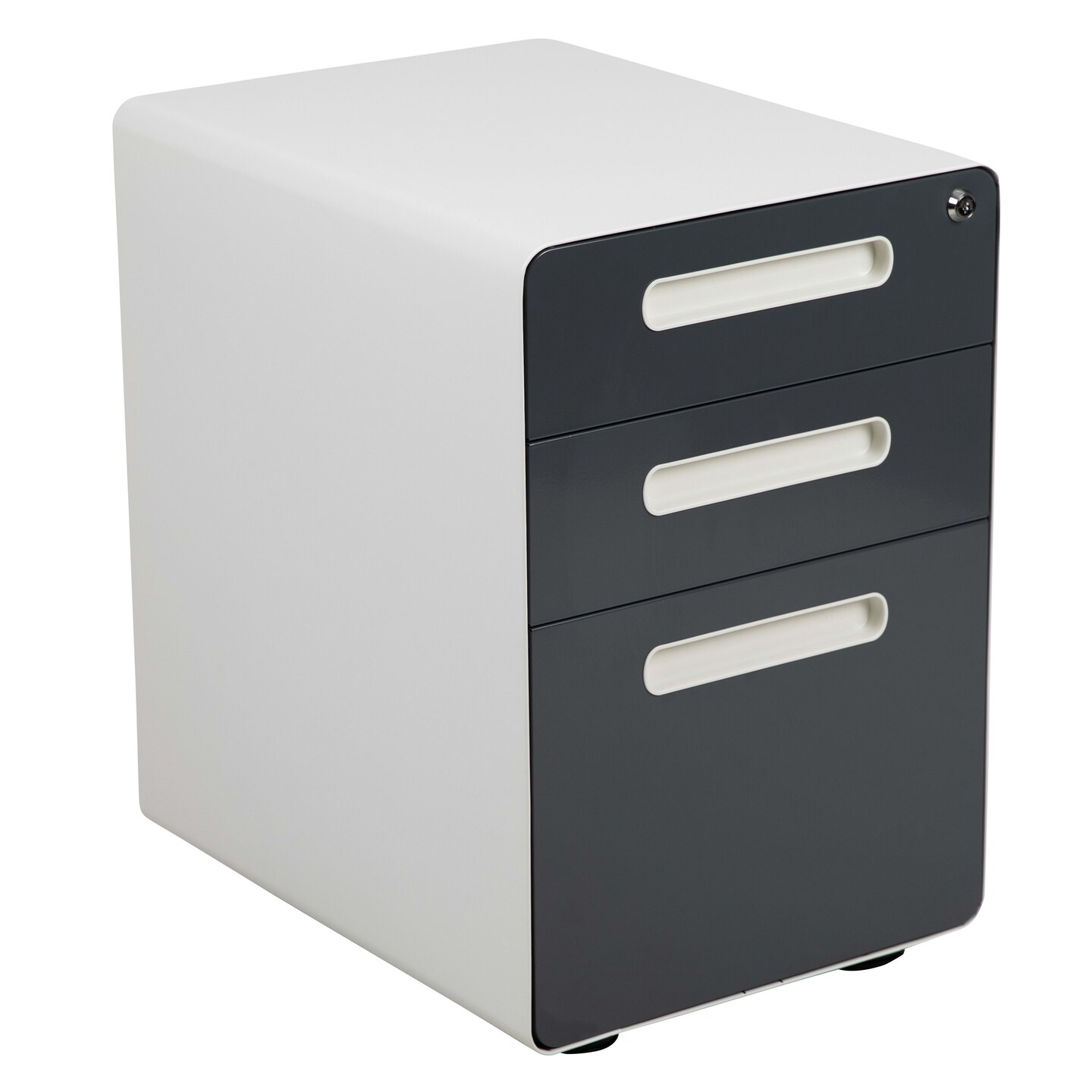 Emma and Oliver Ergonomic 3-Drawer Mobile Locking Filing Cabinet Storage Organizer