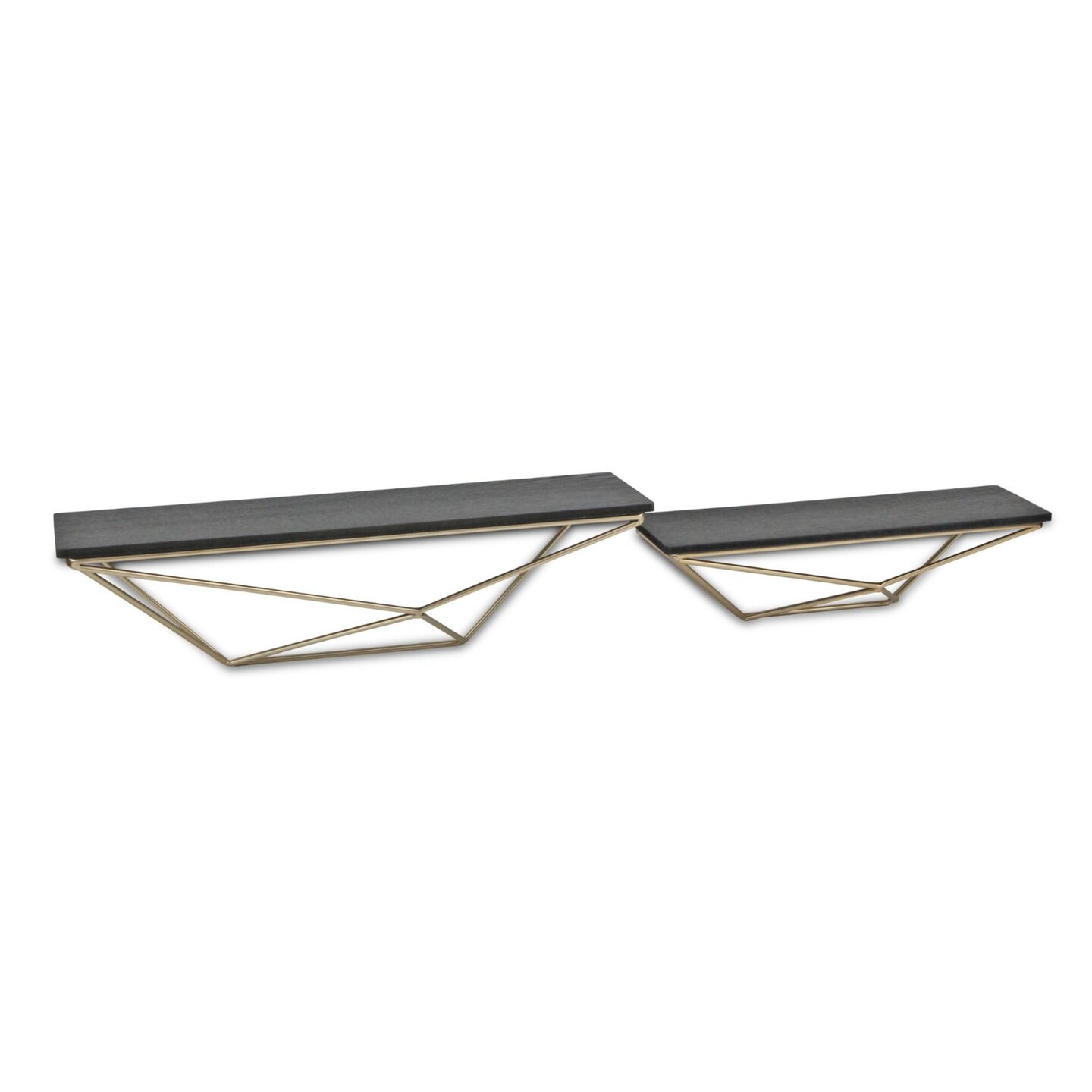 Contemporary Home Living Set of 2 Black and Gold Wall Shelves 23.5&#x22;