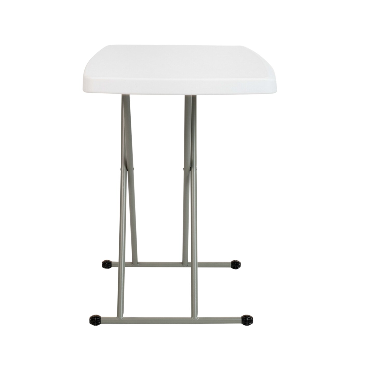 Emma and Oliver Height Adjustable Plastic Folding TV Tray/Laptop Table in Granite White