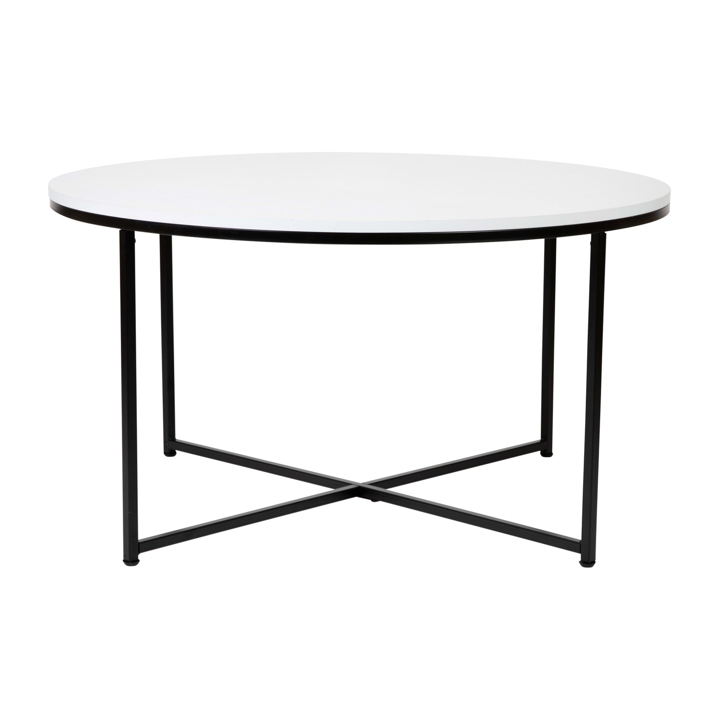 Merrick Lane Fairdale Coffee Table with Round Cross Brace Frame