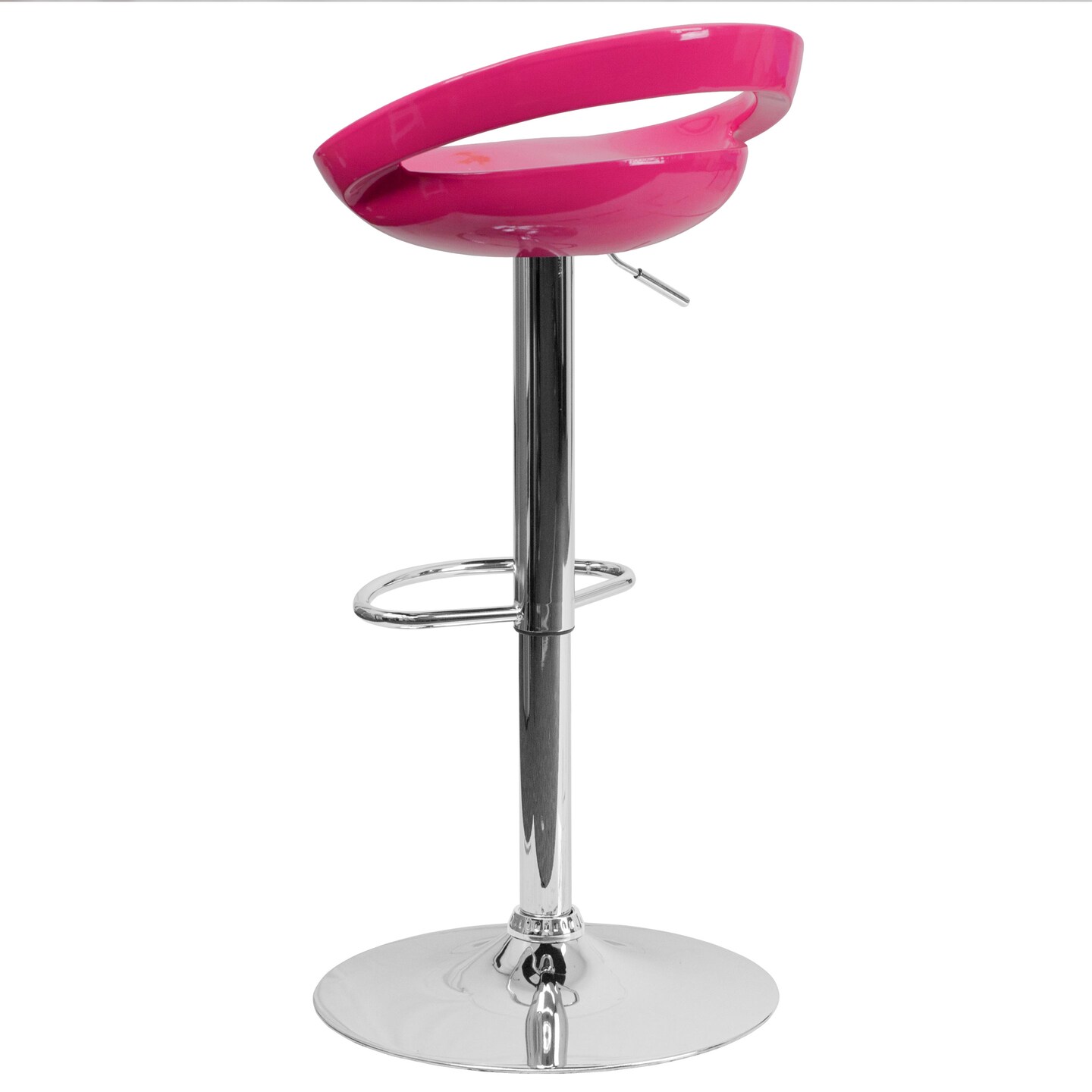 Emma and Oliver 2 Pack Contemporary Plastic Adjustable Height Barstool with Rounded Cutout Back and Chrome Base