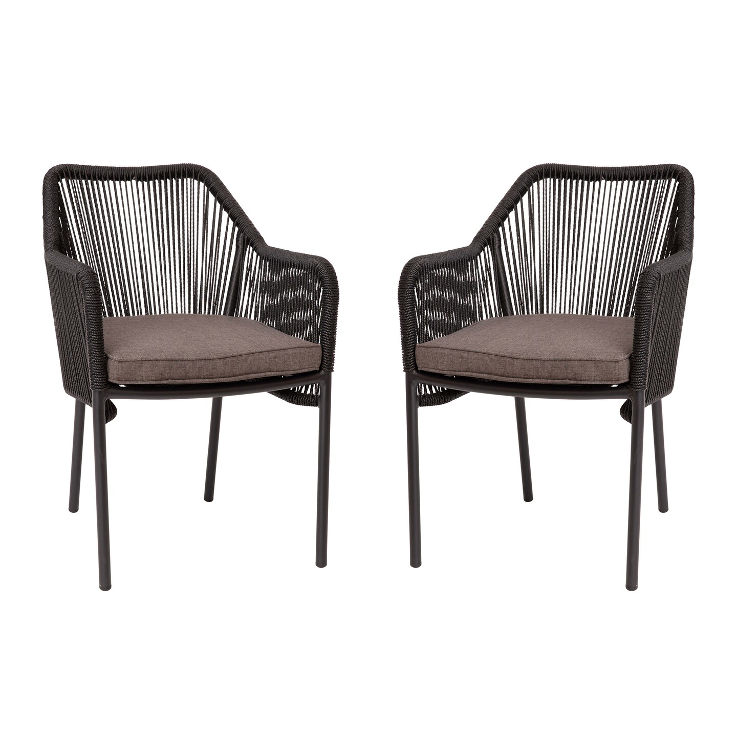 Merrick Lane Magnolia Outdoor Furniture Sets 2 Piece All-Weather Woven Patio Chairs With Cushions