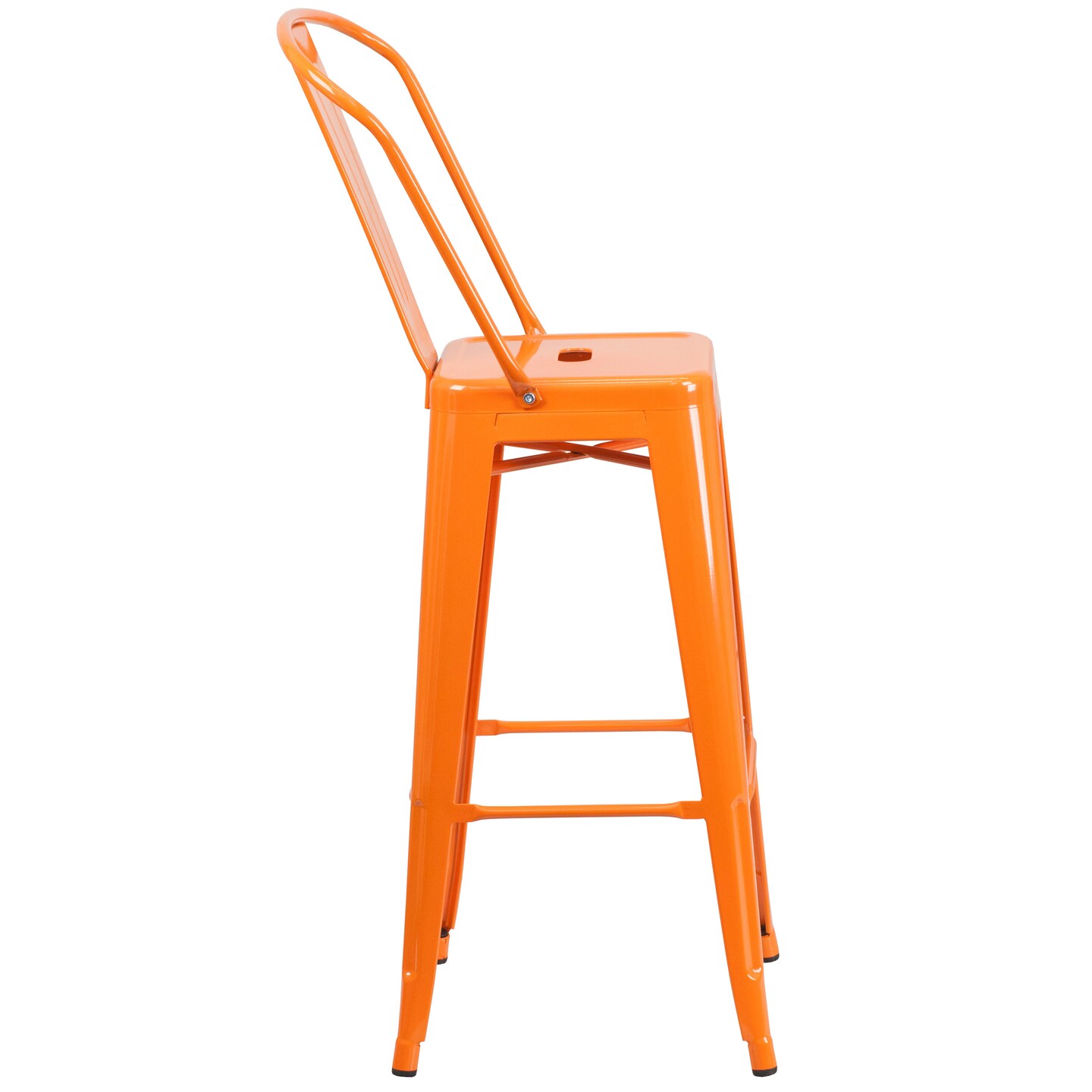 Merrick Lane Dothan Series Metal Stool with Removable Back for Indoor-Outdoor Use