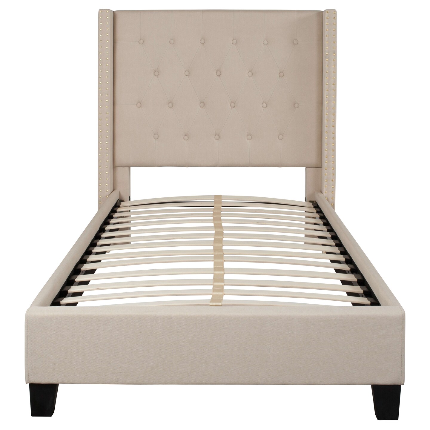 Merrick Lane Chenoa Upholstered Platform Bed with Button Tufted Headboard
