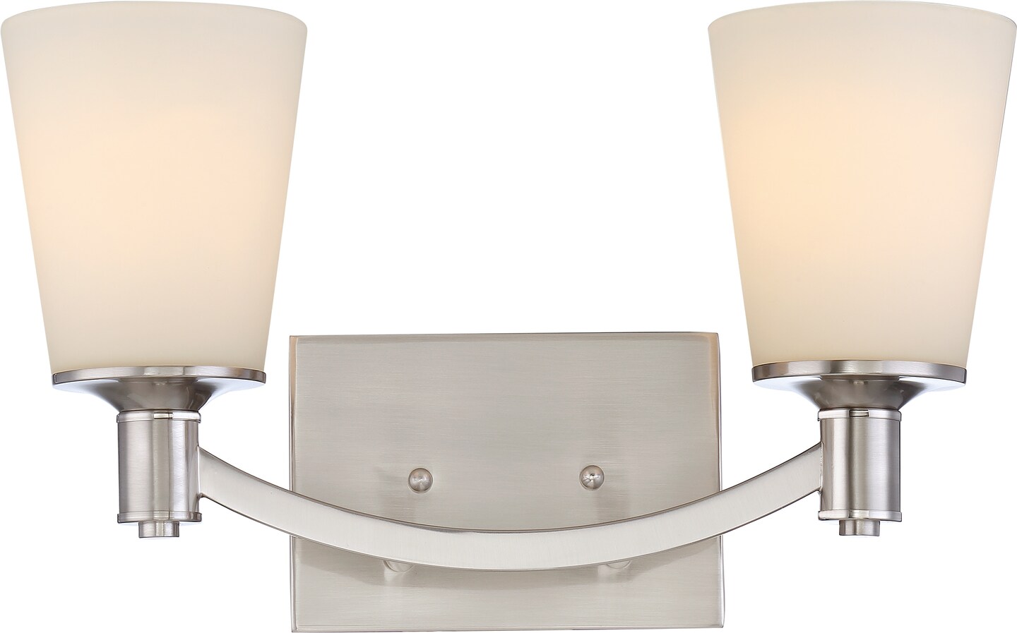 Laguna 2-Light Wall Mounted Vanity & Wall Light Fixture in Brushed Nickel Finish